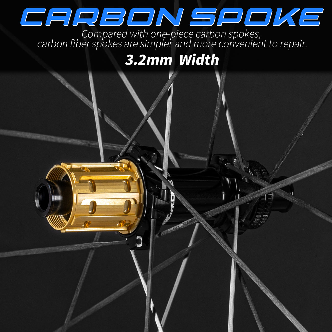 KORE CYCLONE carbon spoke wheelset detail for road bike wheels