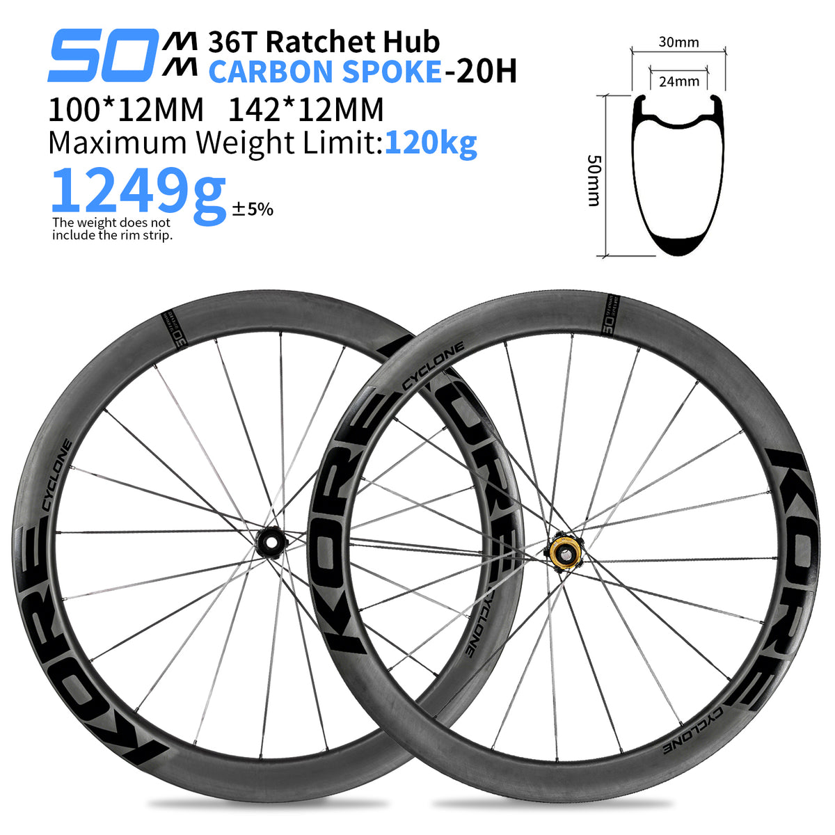 KORE CYCLONE CARBON WHEELSET BLACK