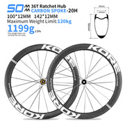 KORE CYCLONE 50mm carbon spoke wheelset 1199g road and gravel wheels